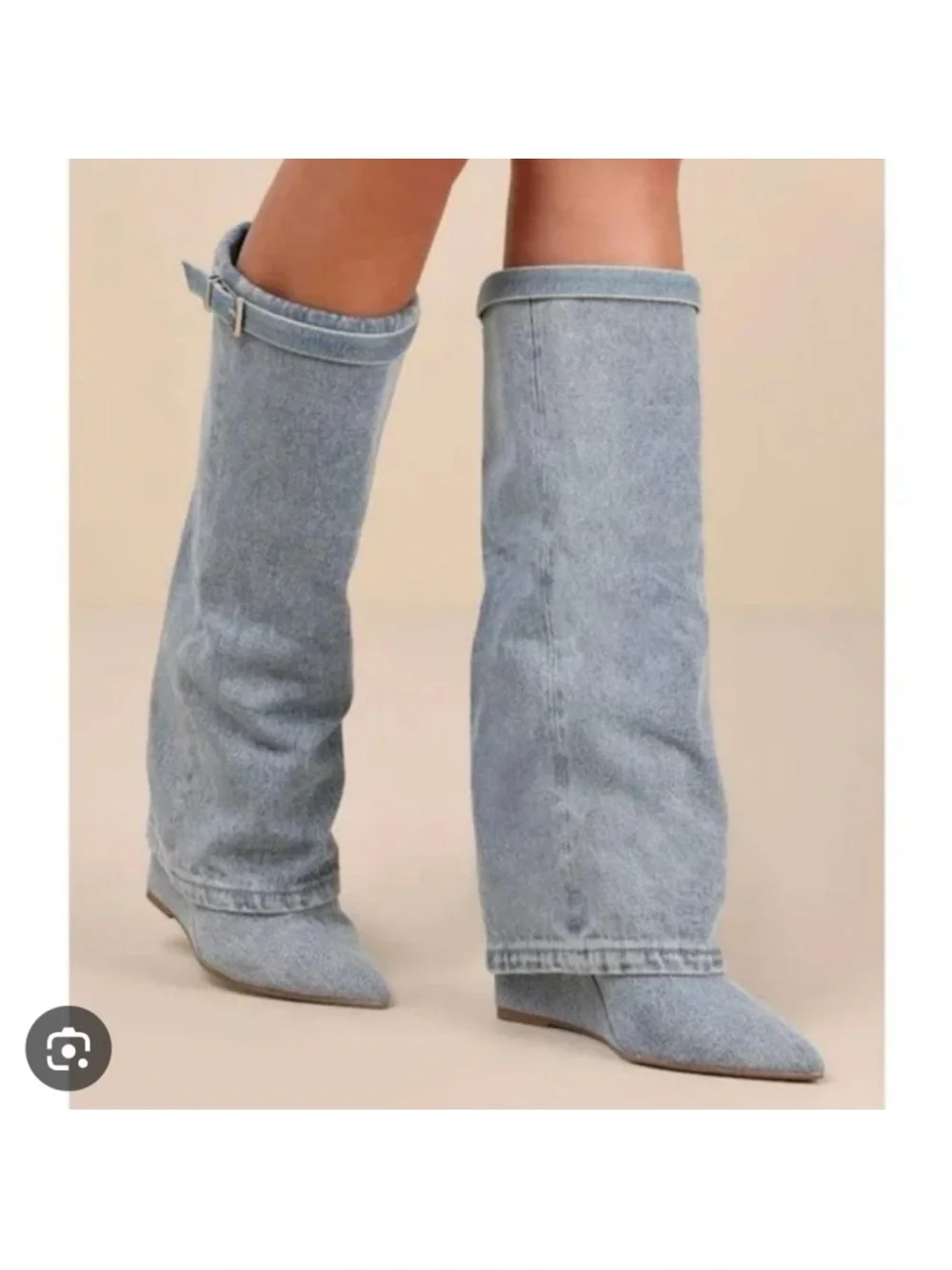 NWT STEVE MADDEN CORRENE DENIM FOLDOVER BOOTS